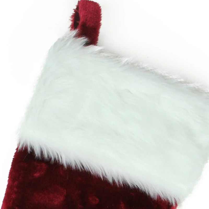 20" Burgundy & White Traditional Christmas Stocking