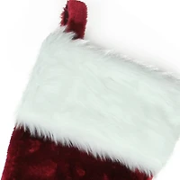 20" Burgundy & White Traditional Christmas Stocking