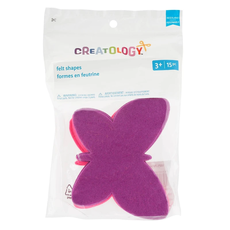 Purple & Pink Felt Butterfly Shapes, 15ct. by Creatology™