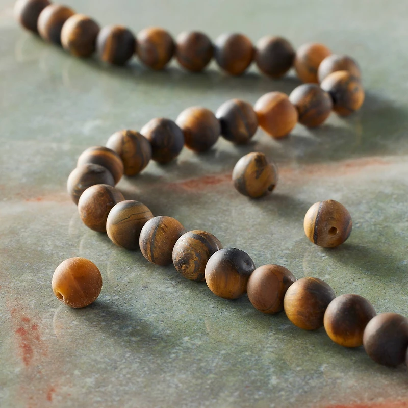 Brown Matte Tigereye Round Beads, 8mm by Bead Landing™