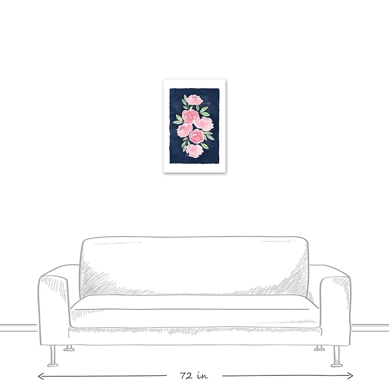 Sweet Florals On Navy 16" x 24" Canvas Wall Art
