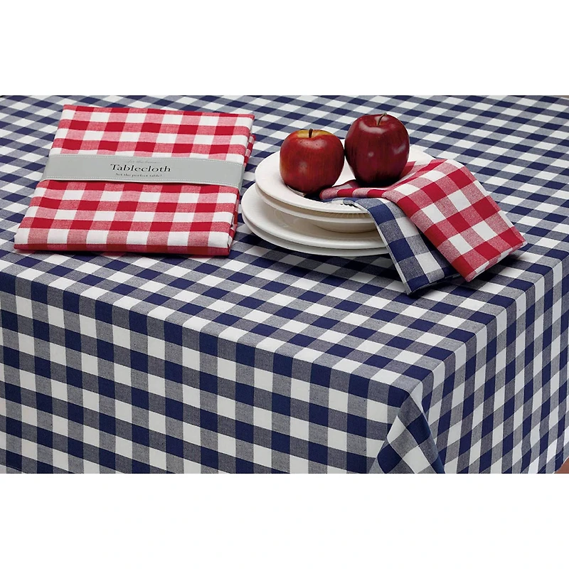 Navy/White Checkers Tablecloth 60" x 84"