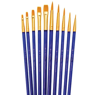 Royal & Langnickel® Golden Taklon 10 Piece Brush Set, Shaders & Rounds