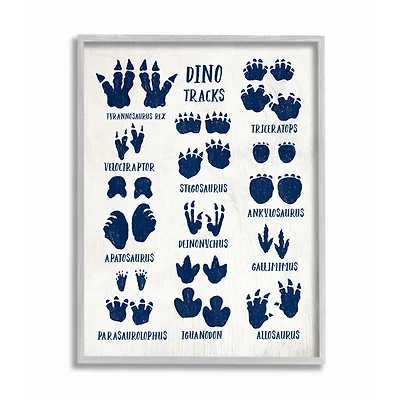Stupell Industries Chart of Dinosaur Tracks Wall Art in Gray Frame
