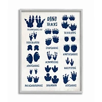 Stupell Industries Chart of Dinosaur Tracks Wall Art in Gray Frame