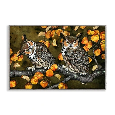 Stupell Industries Inquisitor Owls Autumn Branch Framed Giclee Art