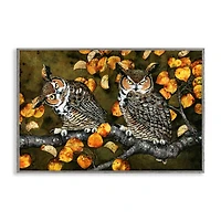Stupell Industries Inquisitor Owls Autumn Branch Framed Giclee Art