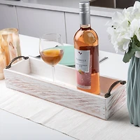 Mind Reader 16" Long Rustic Wooden Rectangular Serving Tray