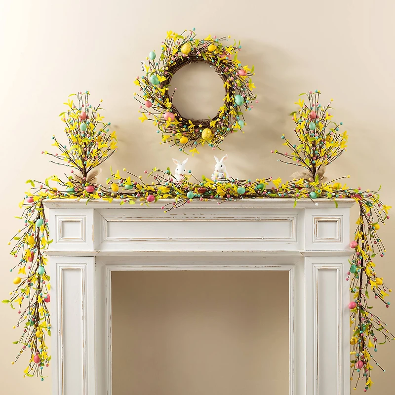 Glitzhome® 6ft Easter Egg & Flower Garland