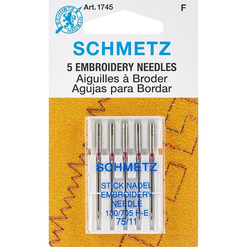 Euro-Notions Schmetz Embroidery Machine Needles, 11/75, 5ct.