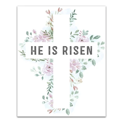 Watercolor Floral Cross 2 16" x 20" Canvas Wall Art