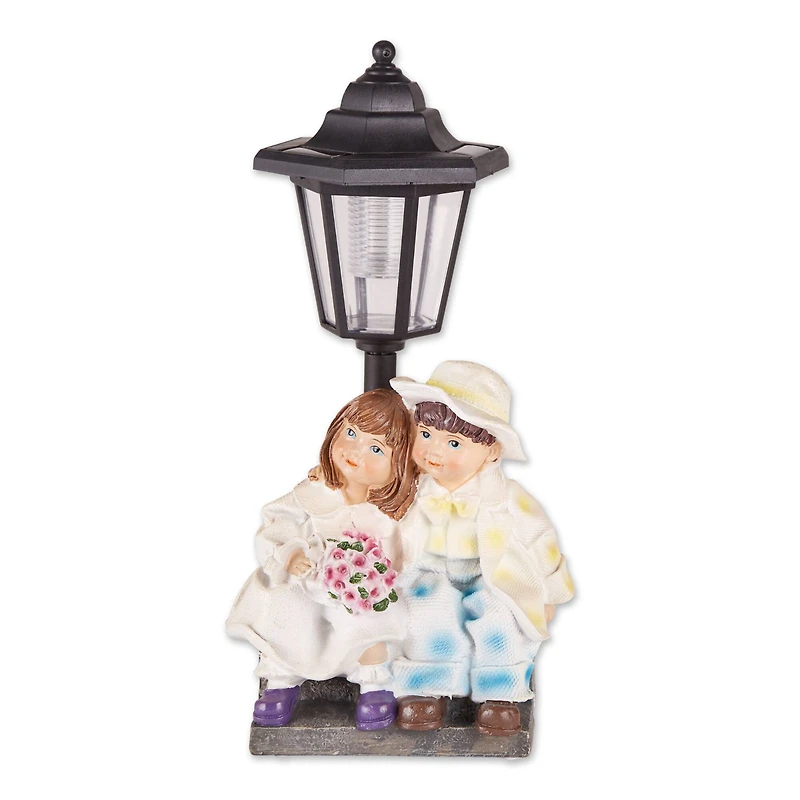 Couple with Solar Street Light Statue 8" x 6" x 12.75