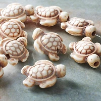 12 Pack: White & Green Reconstituted Stone Tortoise Beads, 18mm by Bead Landing™