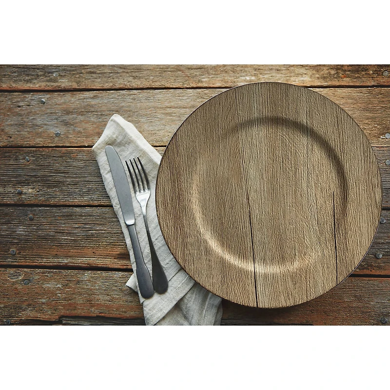 13" Gray Woodgrain Charger by Celebrate It™