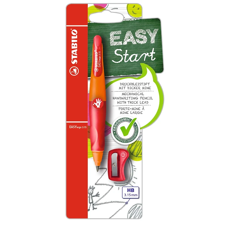 Stabilo® EASYergo Orange & Red Right-Handed Mechanical Pencil