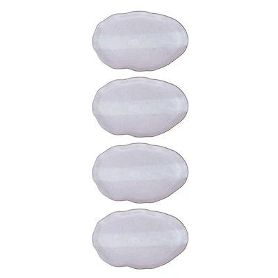 Hello Honey® 7.75" Cream Stoneware Organic Shaped Plate, 4ct.