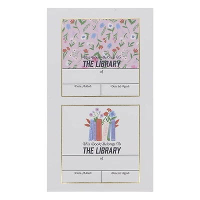 Pink Floral Bookplate Stickers by Fab Finds