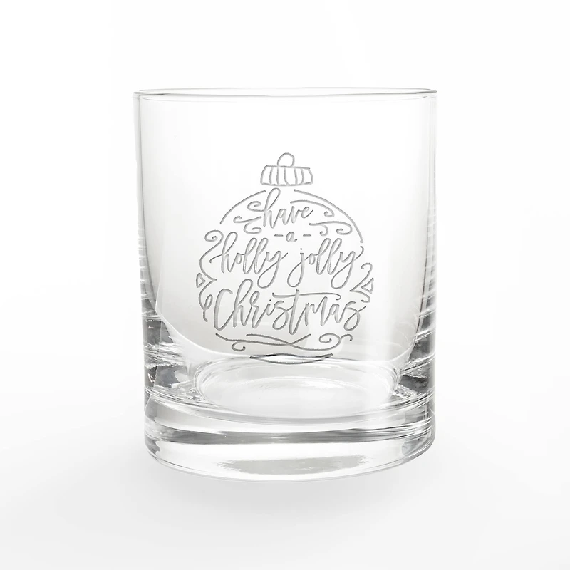 Holly Jolly Christmas Script 11oz. Whiskey Glass