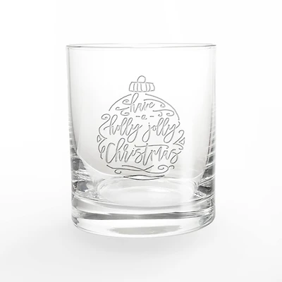 Holly Jolly Christmas Script 11oz. Whiskey Glass