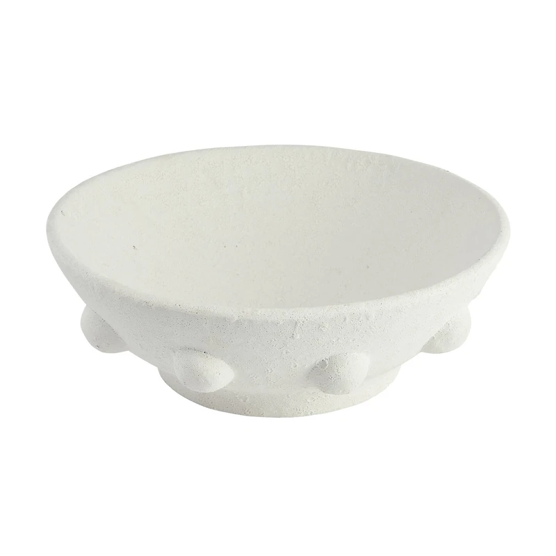 Hello Honey® 11" White Decorative Terra Cotta Bowl with Raised Dot Design