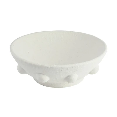 Hello Honey® 11" White Decorative Terra Cotta Bowl with Raised Dot Design