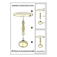 Silver Aluminum Traditional Accent Table