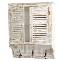 2.5ft. White Washed Wall Cabinet with Hooks