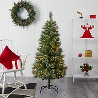 5ft. Pre-Lit Wisconsin Slim Snow Tip Pine Artificial Christmas Tree with Clear LED Lights