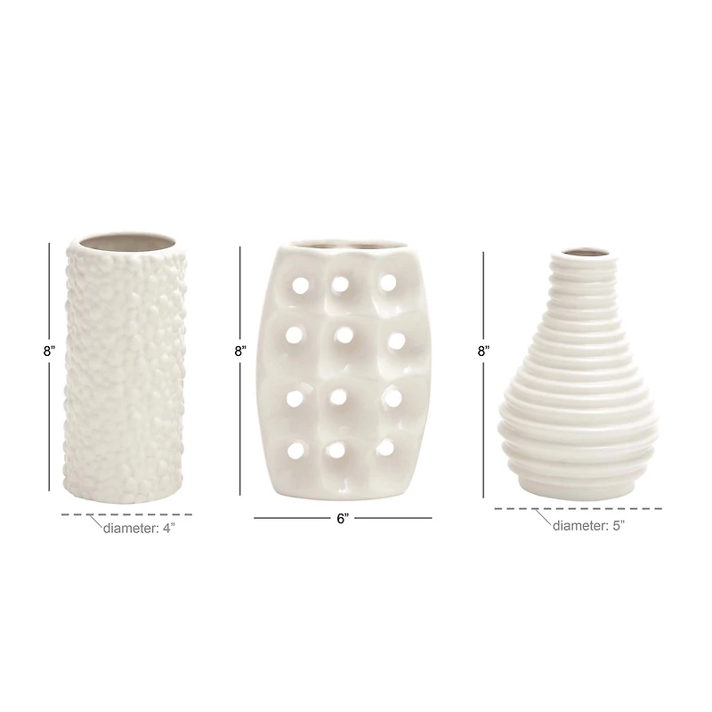 CosmoLiving by Cosmopolitan White Stoneware Modern Vase Set