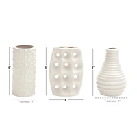 CosmoLiving by Cosmopolitan White Stoneware Modern Vase Set