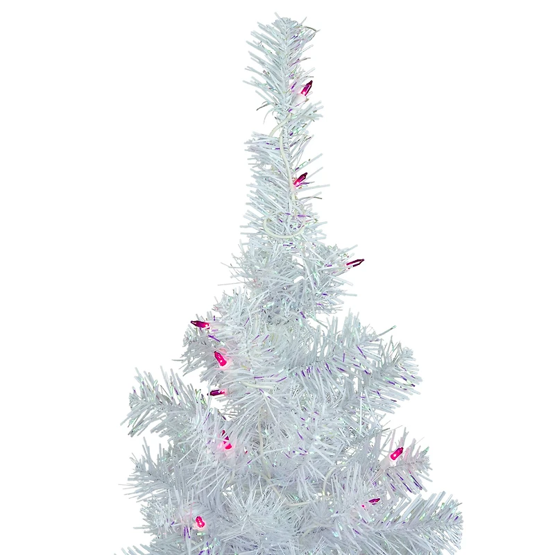 3ft. Pre-Lit White Rockport Pine Artificial Christmas Tree, Pink Lights