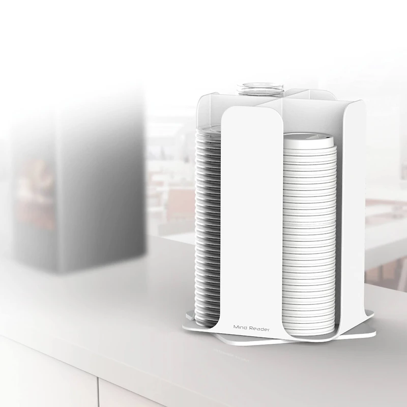 Mind Reader White 4-Compartment Cup and Lid Organizer Carousel