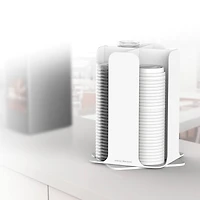 Mind Reader White 4-Compartment Cup and Lid Organizer Carousel