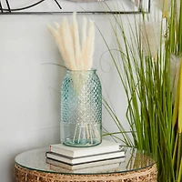 Blue Glass Table Lamp Set of 2 15", 28"