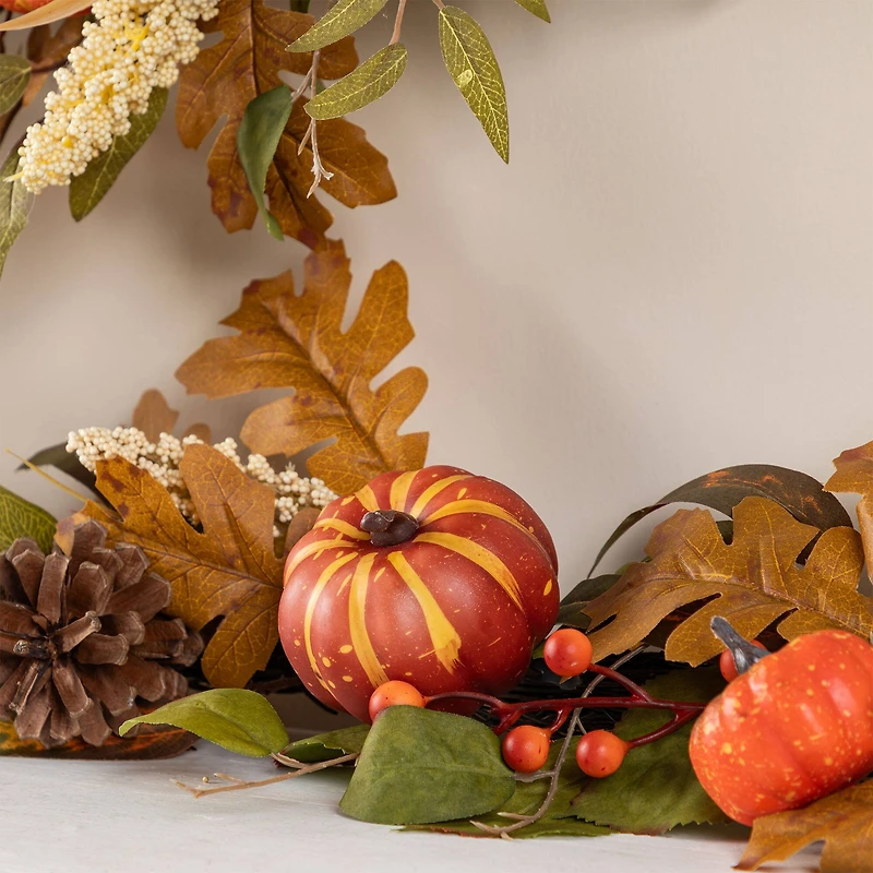 Glitzhome® 72" Fall Pumpkin Leaf Floral Garland