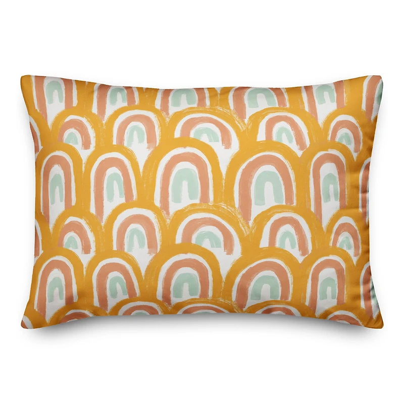 Bright Scalloped Rainbow Throw Pillow