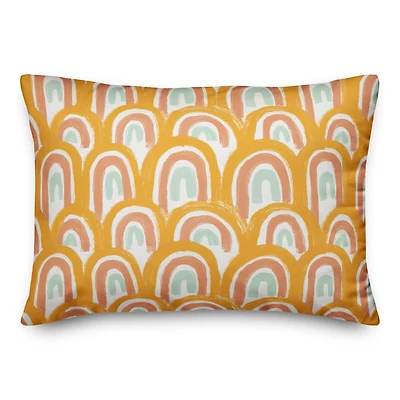 Bright Scalloped Rainbow Throw Pillow