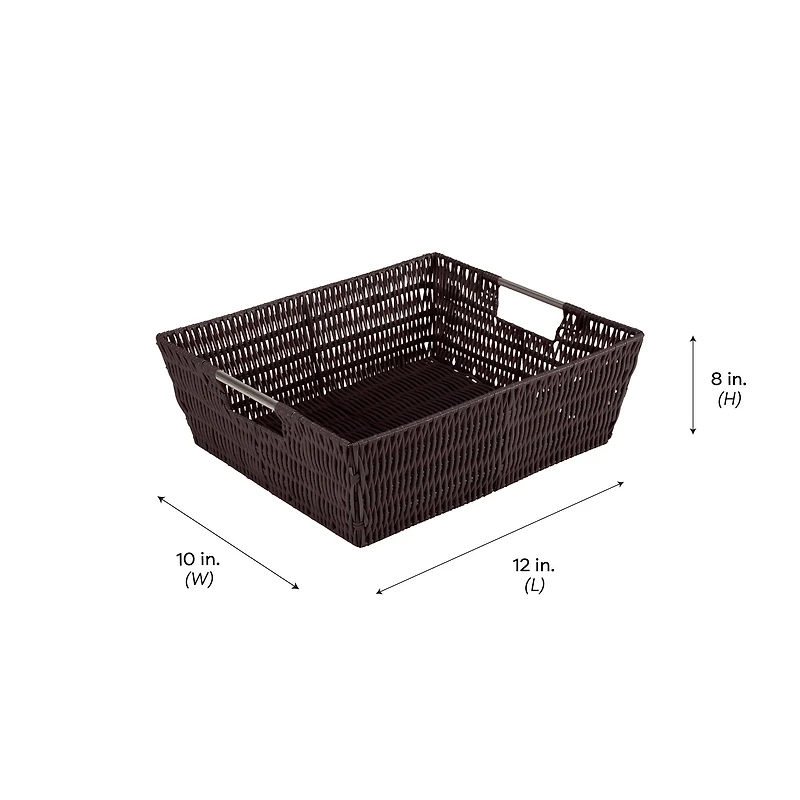 Simplify Chocolate Shelf Storage Rattan Tote Basket