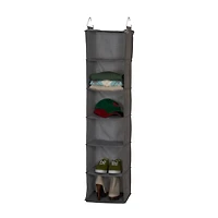 Household Essentials Gray Linen 6-Shelf Hanging Closet Organizer