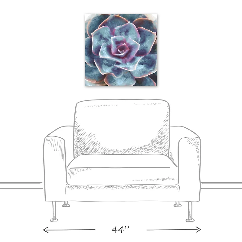 Purple And Teal Succulent 20" x 20" Canvas Wall Art