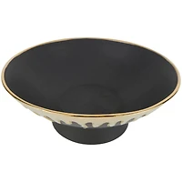 CosmoLiving by Cosmopolitan 15.25" Abstract Black with Gold Melting Drips Ceramic Decorative Bowl
