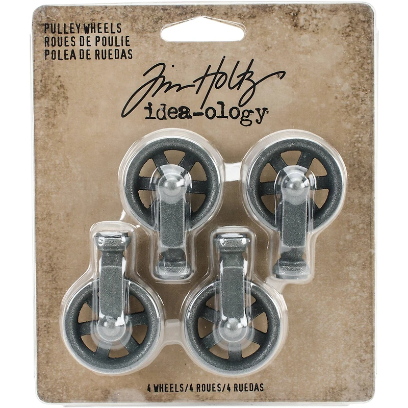 Idea-Ology Metal Mini Pulley Wheels 4/Pkg- 