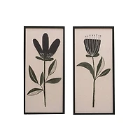 Hello Honey® Black & Cream Flowers Wood Framed Textured Wall Décor Set