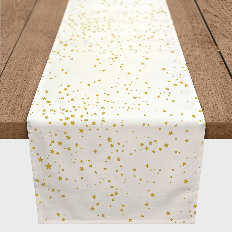 72" White & Gold Stars Table Runner