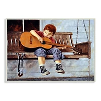 Stupell Industries Boy Strumming Guitar Front Porch Swing Painting Wall Plaque