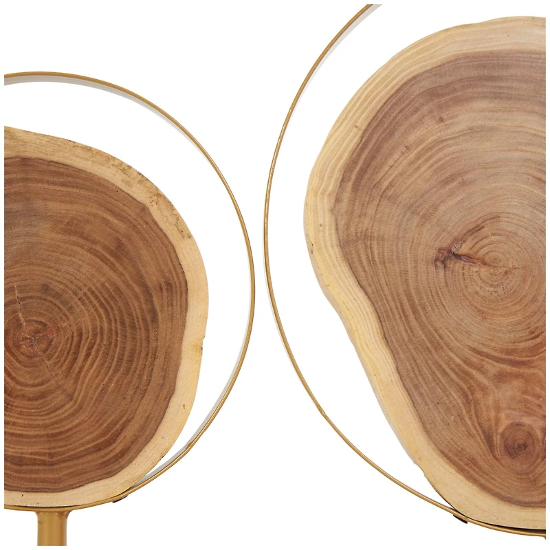 Brown Wood Abstract Handmade Live Edge Slab Sculpture Set