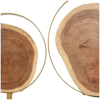 Brown Wood Abstract Handmade Live Edge Slab Sculpture Set