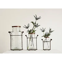 Hello Honey® Glass Vase in Metal Stand with Metal Frog Lid