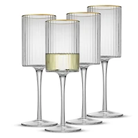JoyJolt® Christian Siriano 11.5oz. Optic Gold Rim White Wine Glasses, 4ct.