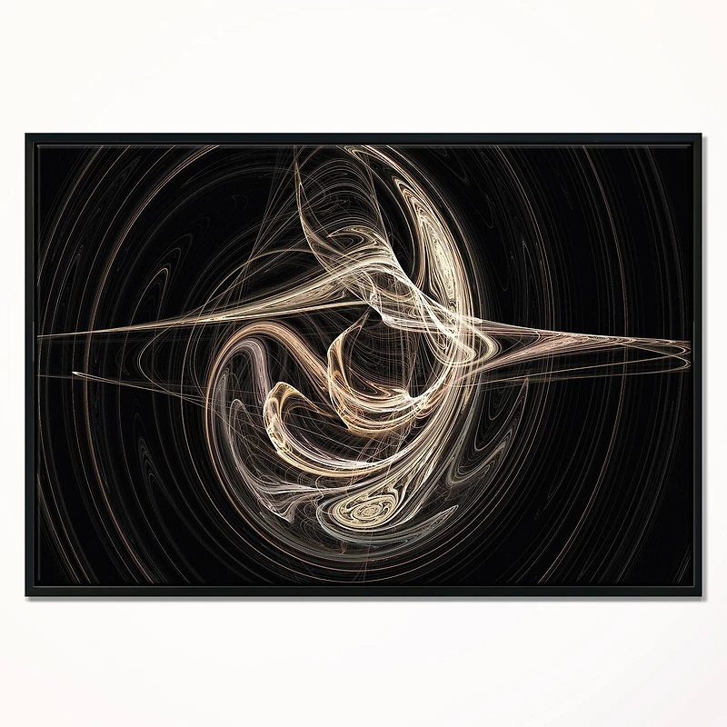 Designart - White Abstract Fractal Design in Black